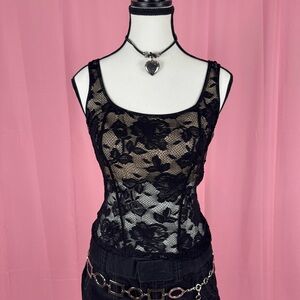 90s black lace tank